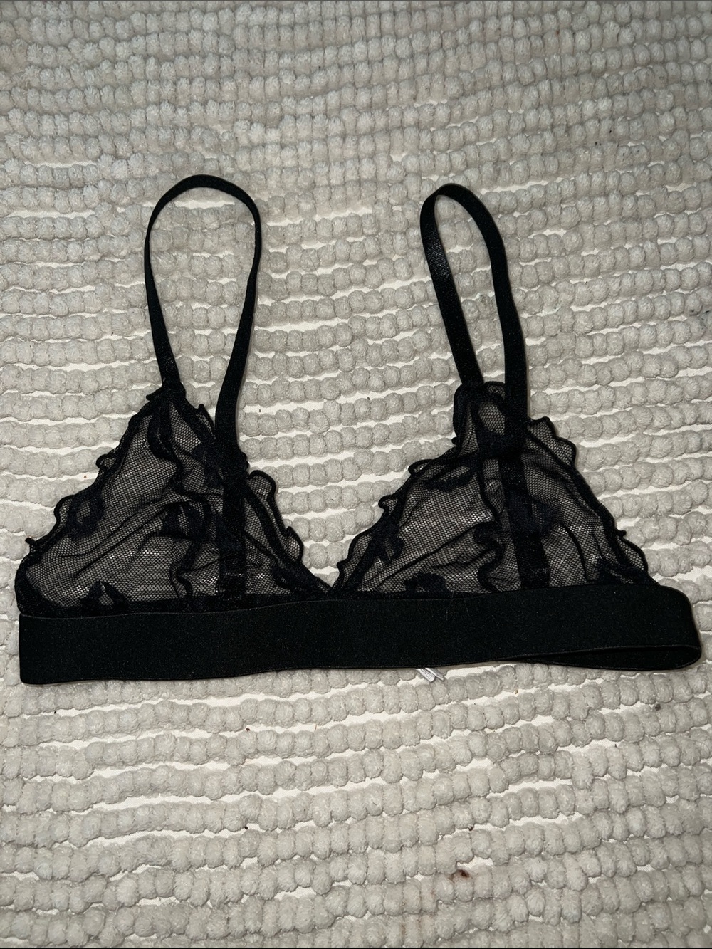 SHEIN Black Sheer Lace Triangle Bralette